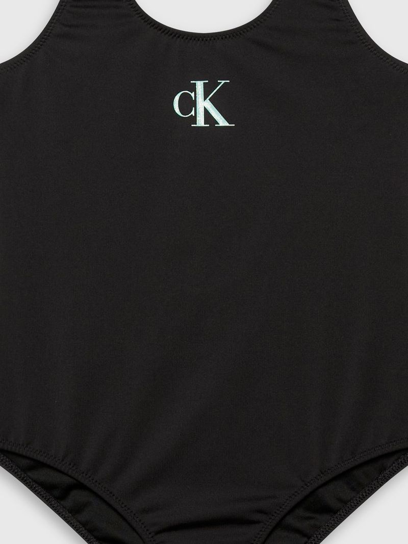 Traje-de-baño-entero-negro-Calvin-Klein-con-logo-al-frente