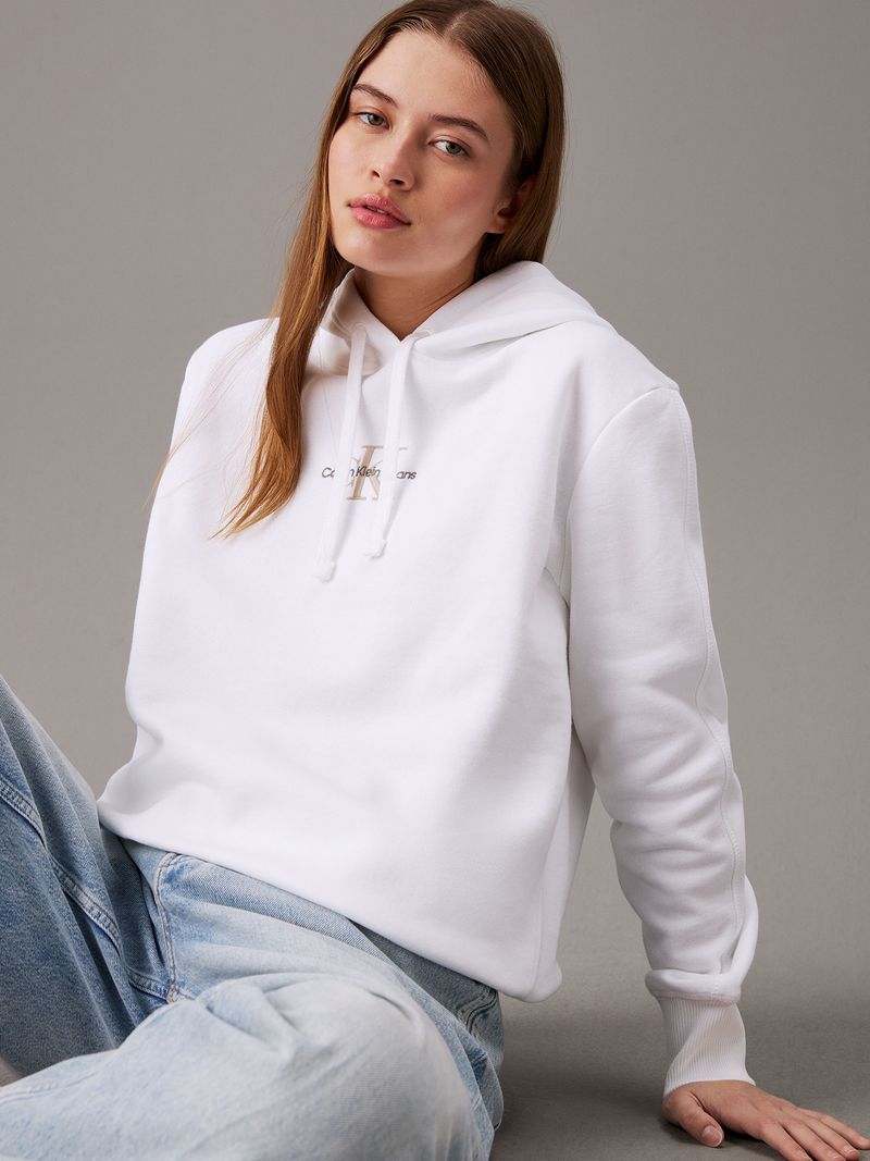 Modelo-con-poleron-blanco-Calvin-Klein-y-jeans-claros