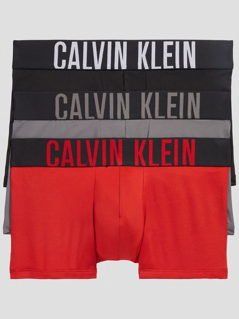 Pack-de-boxers-Calvin-Klein-en-negro-gris-y-rojo-con-pretinas-de-distinto-color