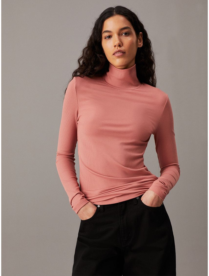 Sweater Modal Rib Mock Neck