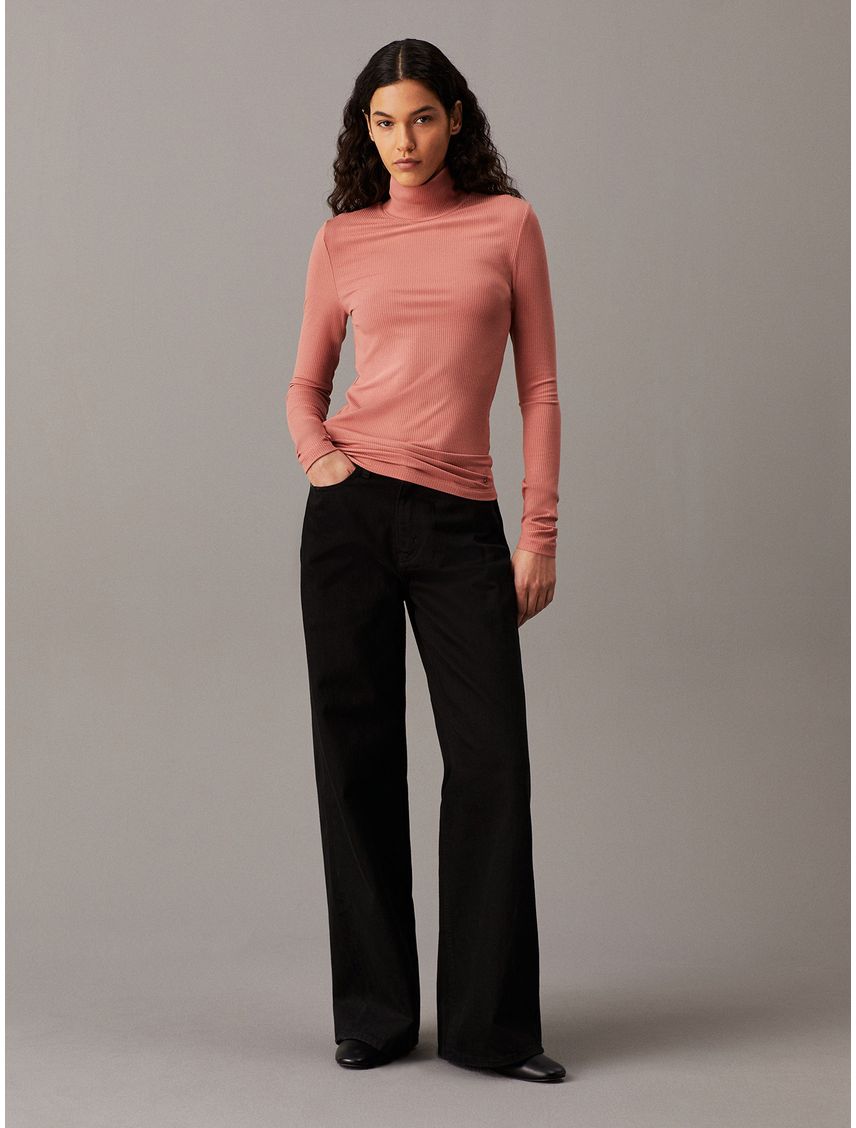 Sweater Modal Rib Mock Neck