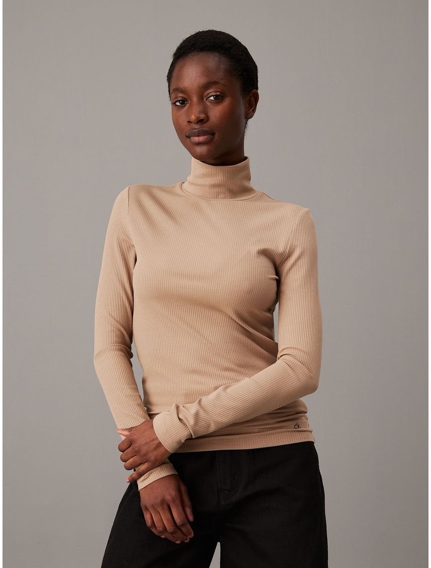 Sweater Modal Rib Mock Neck