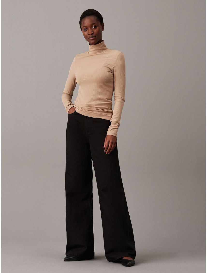 Sweater Modal Rib Mock Neck