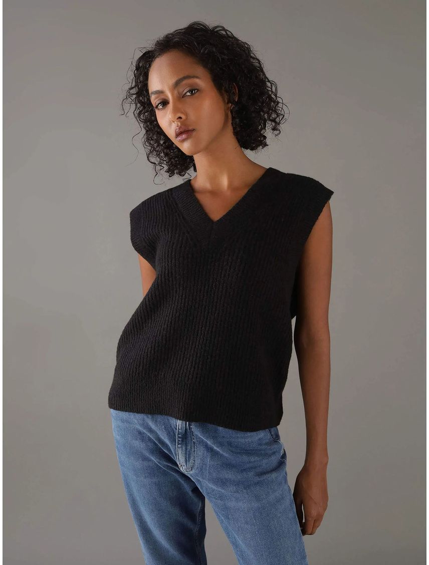 Sweater Boucle Rib V Neck