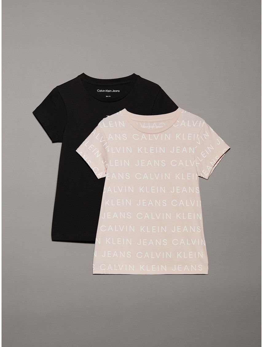 Pack 2 Poleras Niña Logo Aop