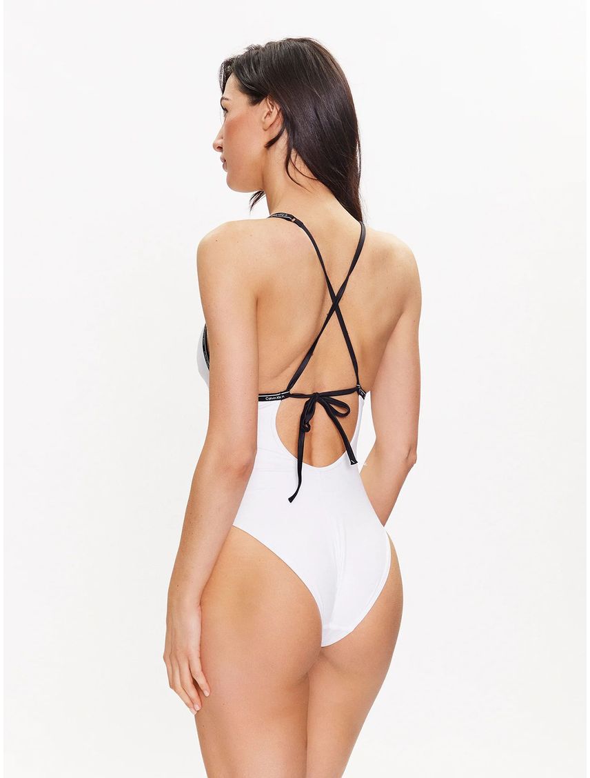 Traje de Baño de Espalda Cruzada Logo Tape