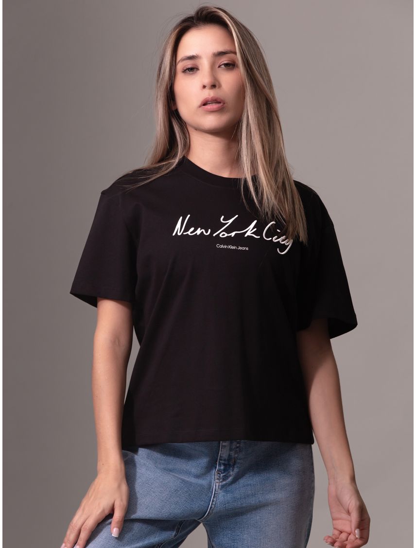 Polera Embroidered Nyc Relaxed