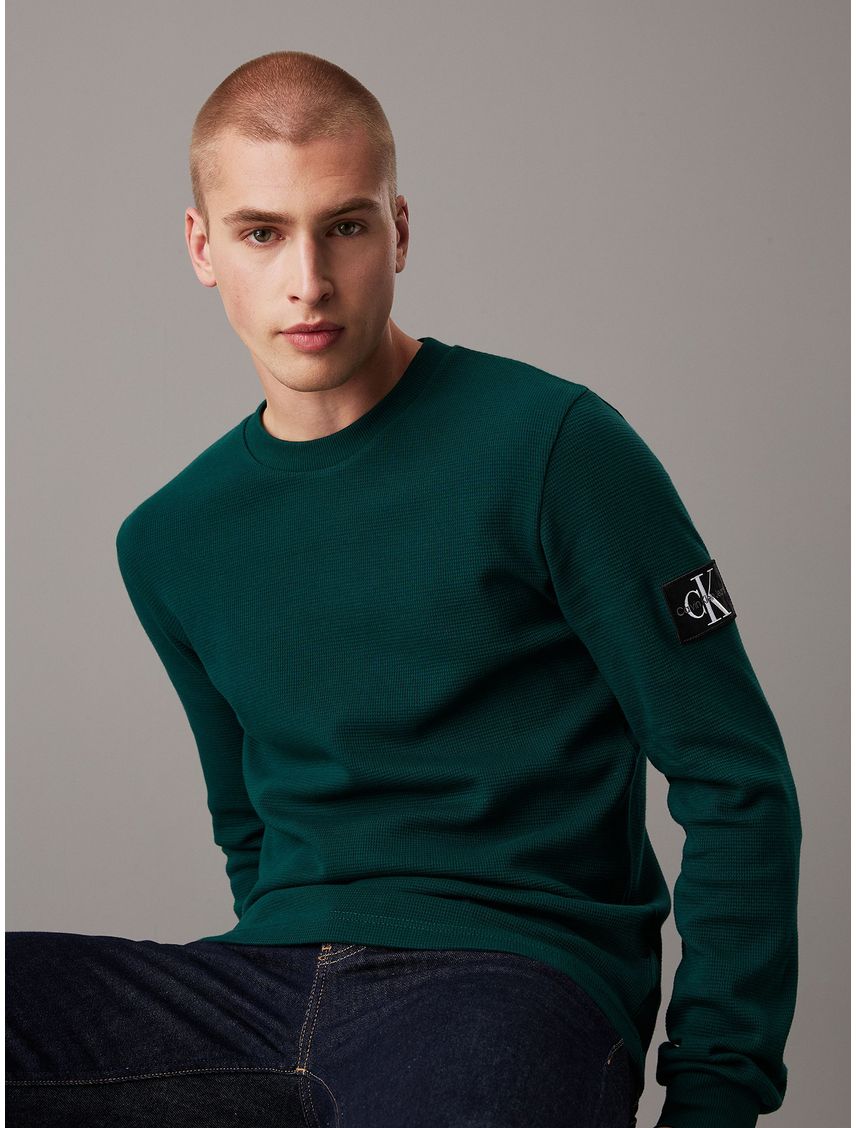 Polera slim de manga larga de punto gofrado