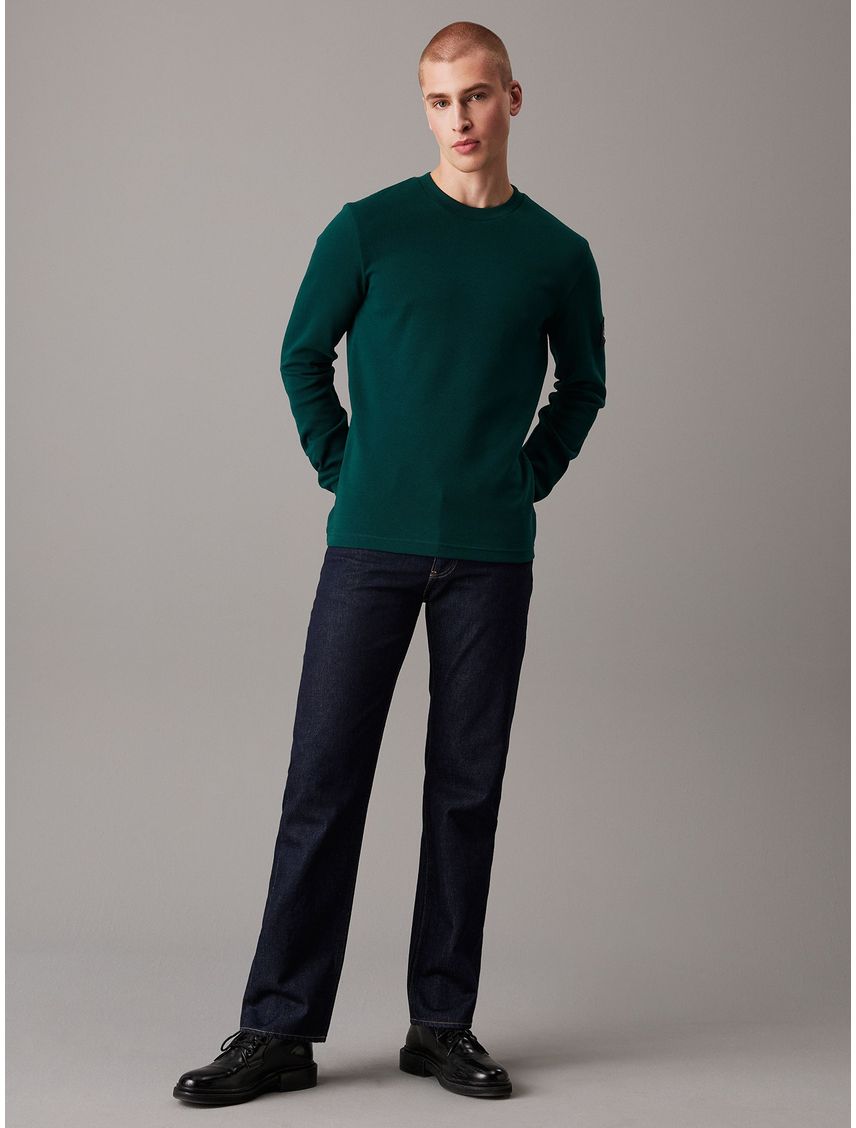 Polera slim de manga larga de punto gofrado
