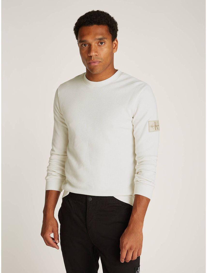Polera slim de manga larga de punto gofrado