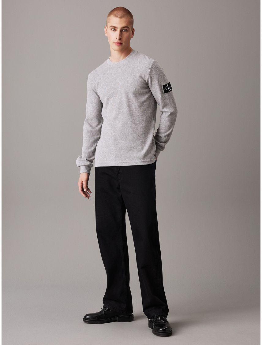 Polera slim de manga larga de punto gofrado