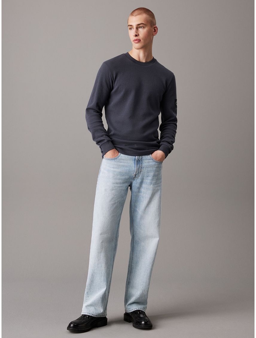 Polera slim de manga larga de punto gofrado
