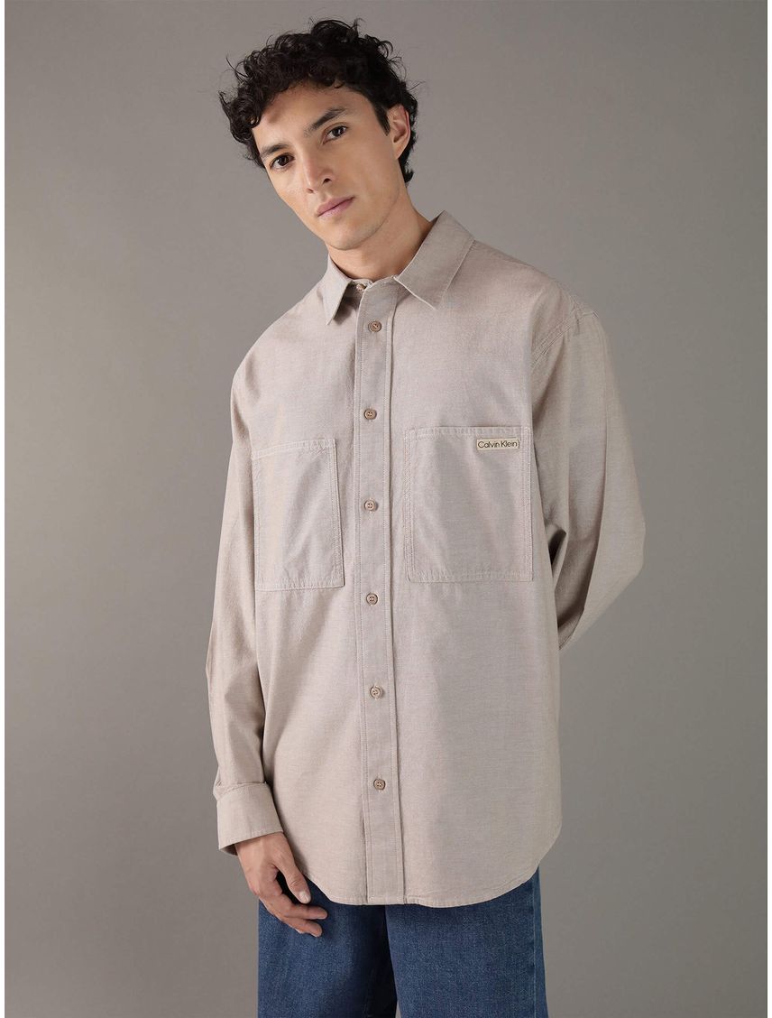 Camisa holgada de cambray de algodón