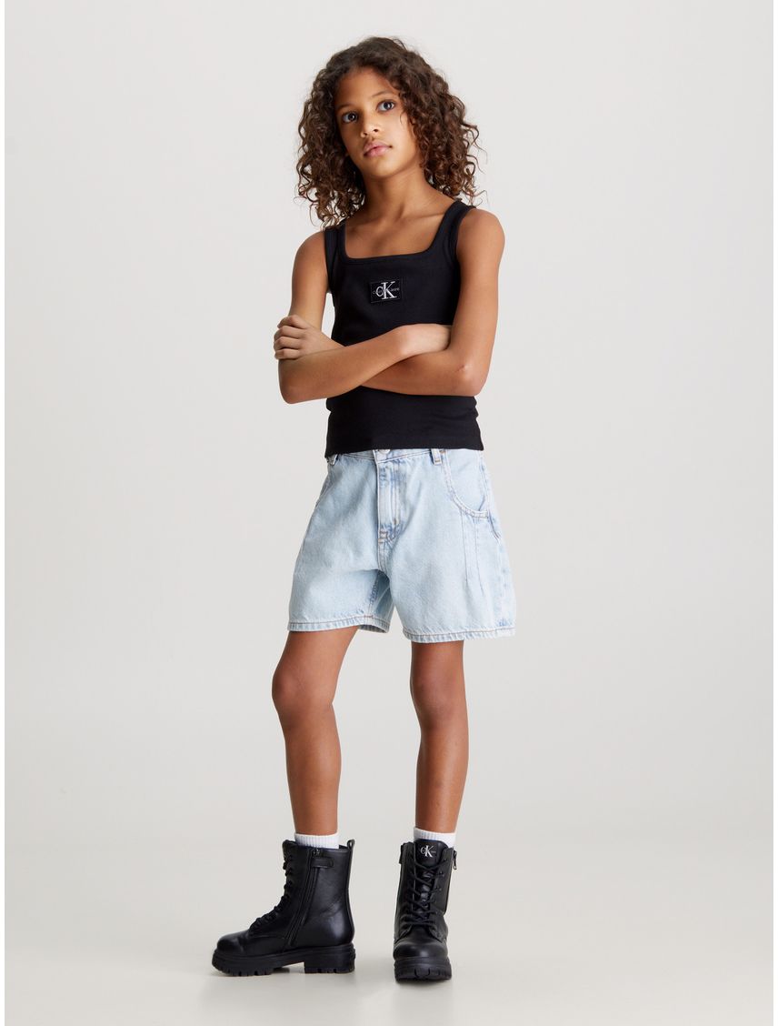 Polera Niña Rib Badge Square