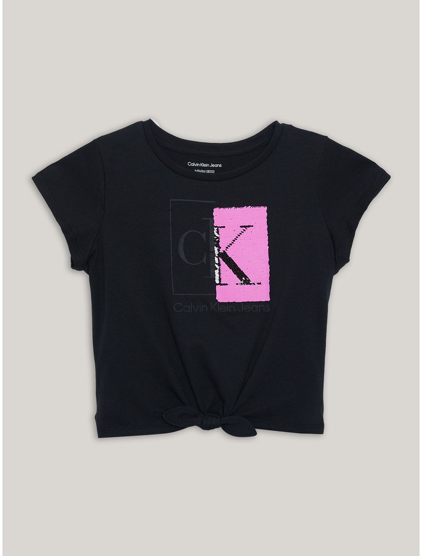 Polera Niña Split Monogram Sequin