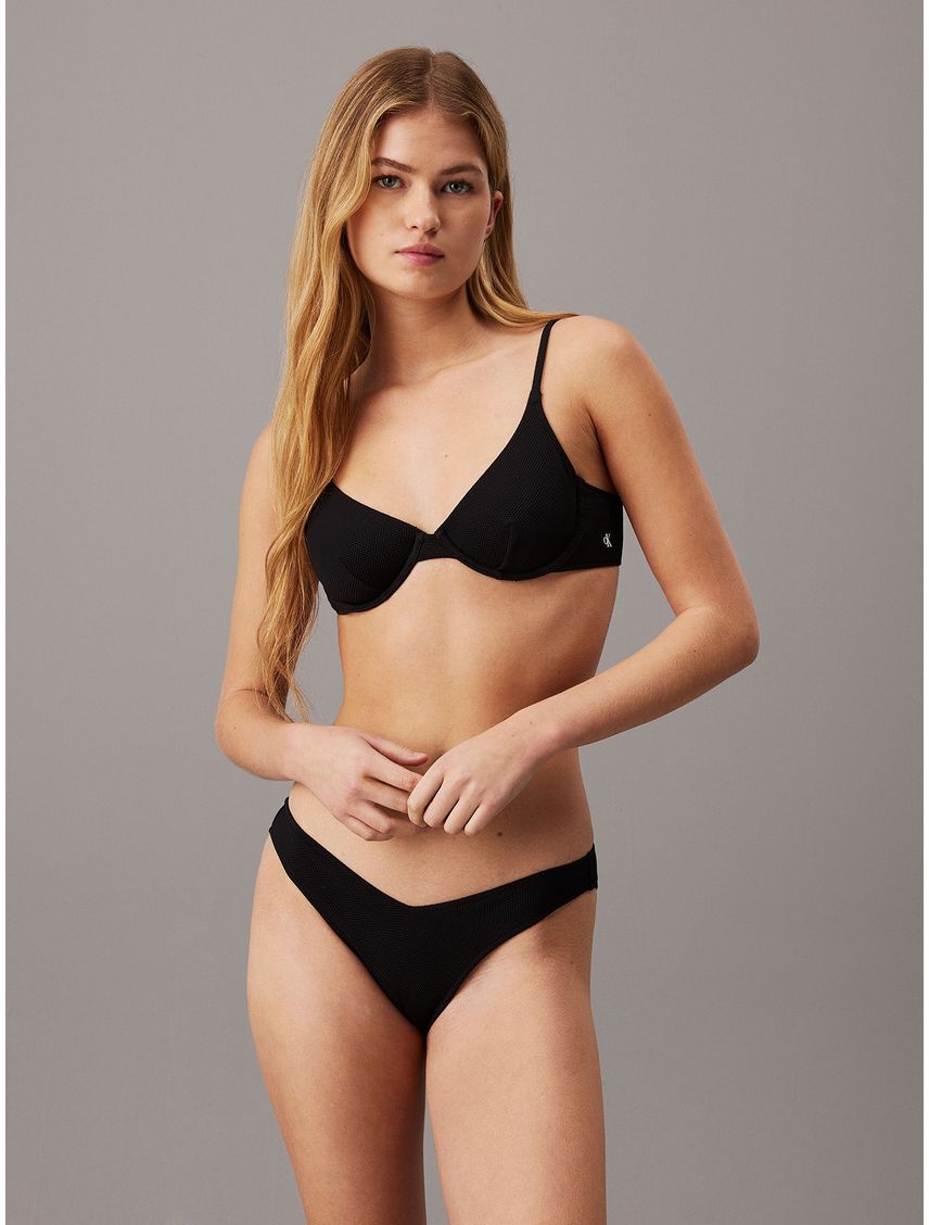 Parte Superior de Bikini CK Monogram Texture