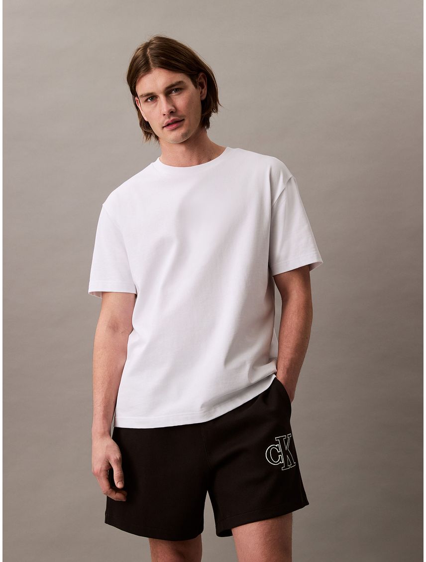 Short de Punto de Canalé con Monograma Bordado