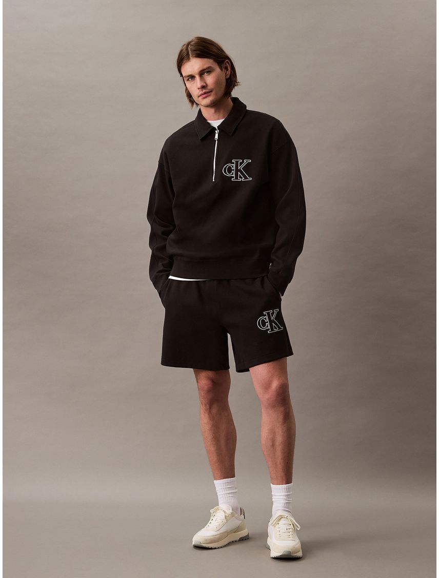 Short de Punto de Canalé con Monograma Bordado