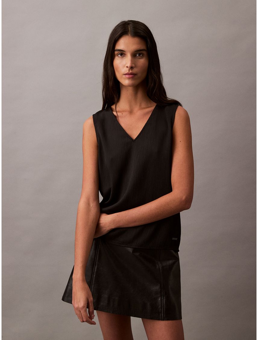 Blusa Plisse V-Neck