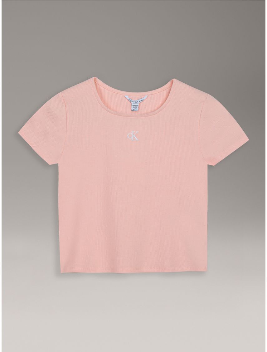 Polera Niña De Punto Canalé Con Cuello Cuadrado