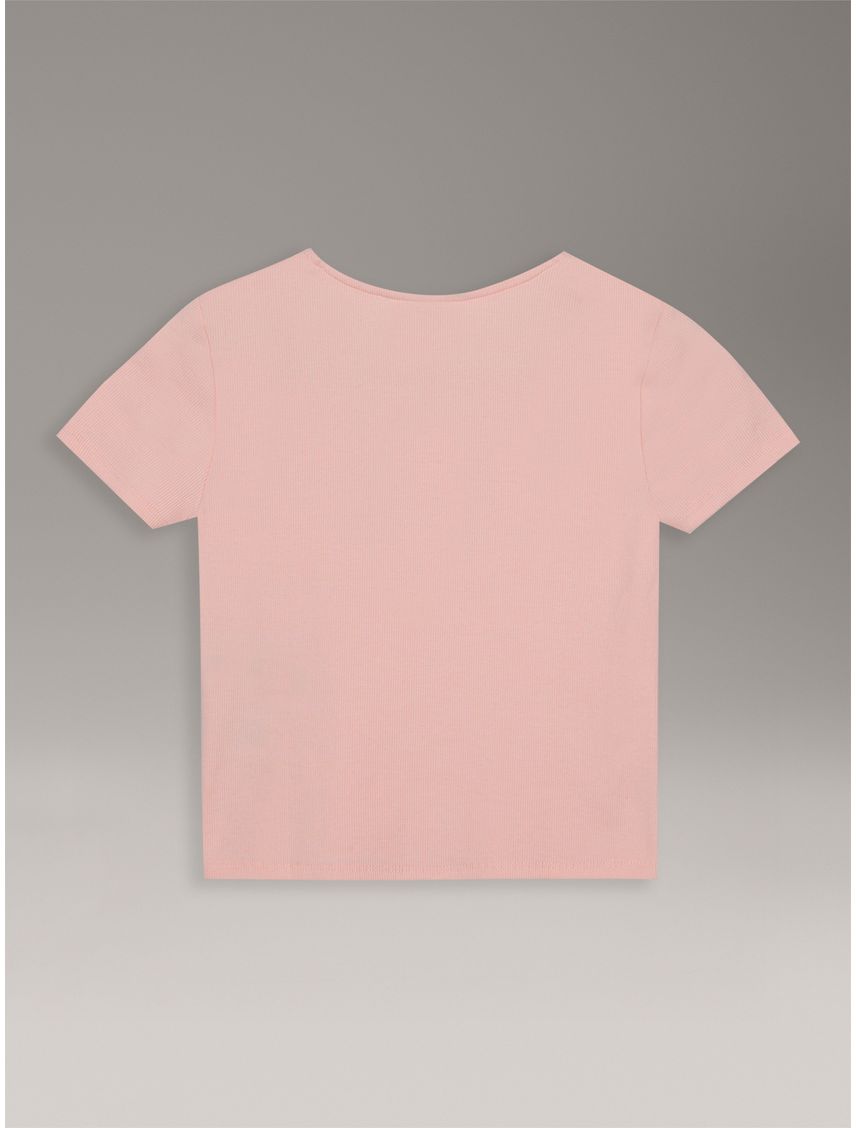 Polera Niña De Punto Canalé Con Cuello Cuadrado