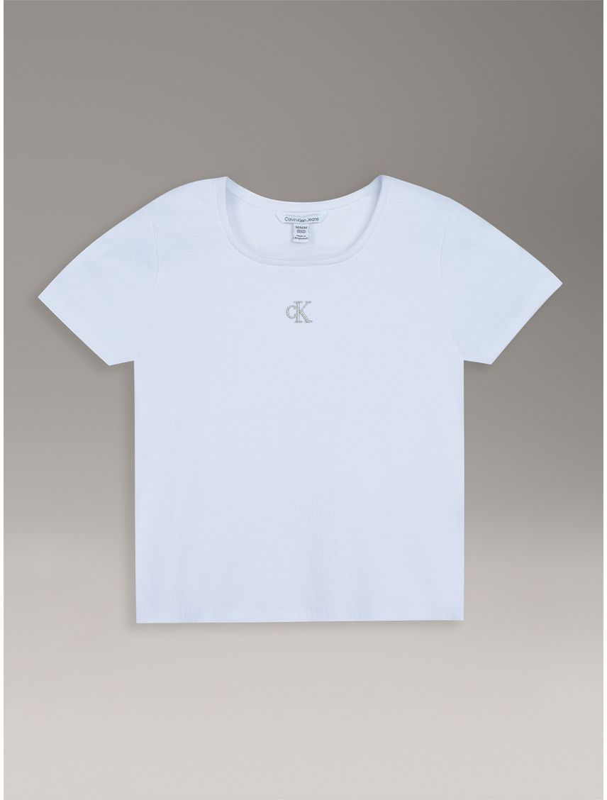 Polera Niña De Punto Canalé Con Cuello Cuadrado