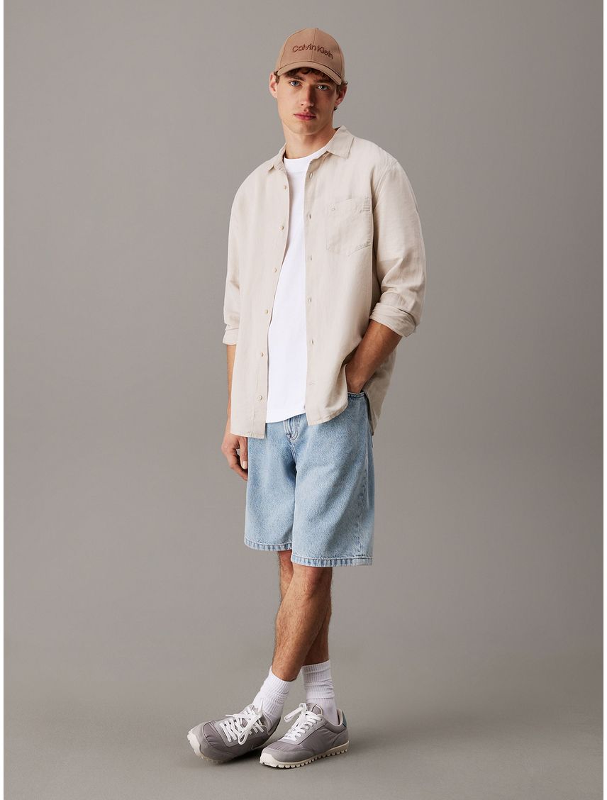 Camisa Regular Fit de Lino y Algodón