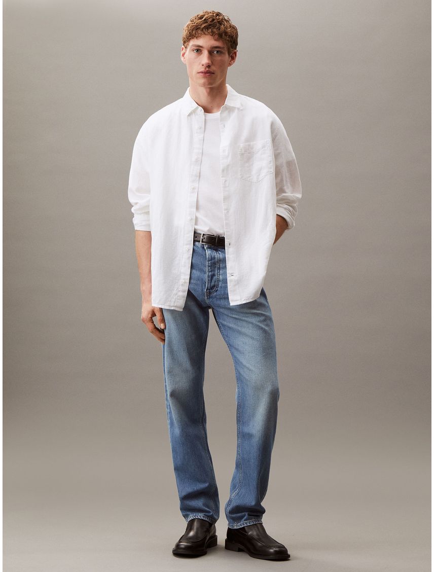 Camisa Regular Fit de Lino y Algodón