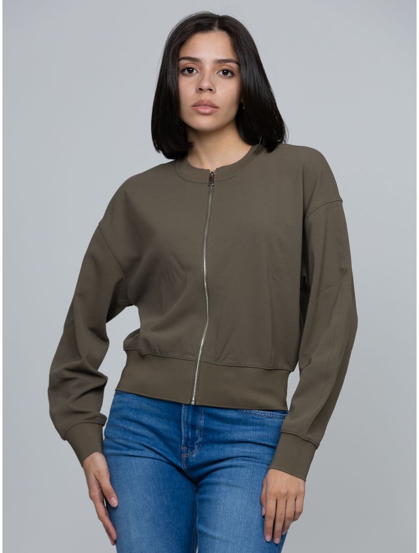 Blusa De Crepé Elástico Con Cremallera