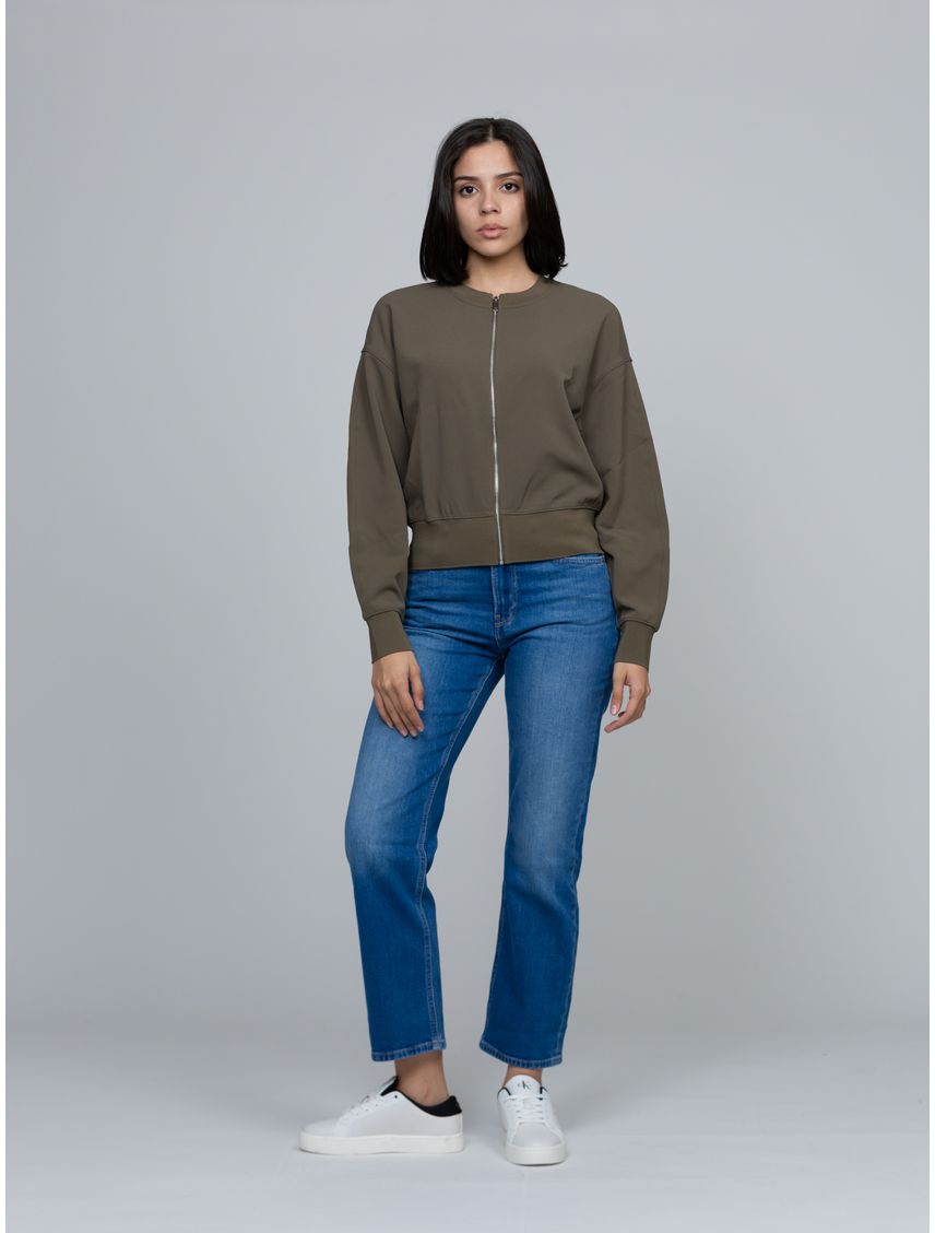 Blusa De Crepé Elástico Con Cremallera