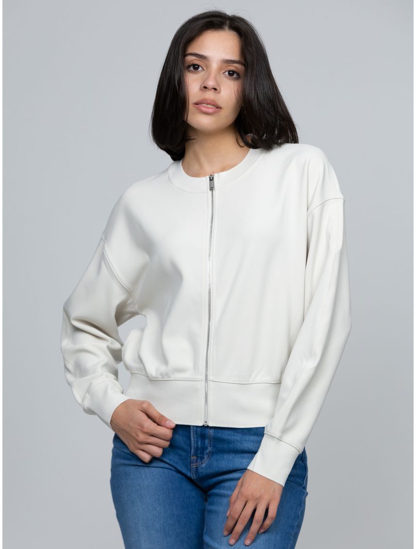 Blusa De Crepé Elástico Con Cremallera