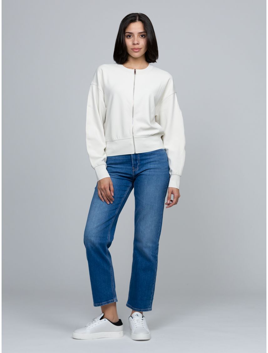 Blusa De Crepé Elástico Con Cremallera