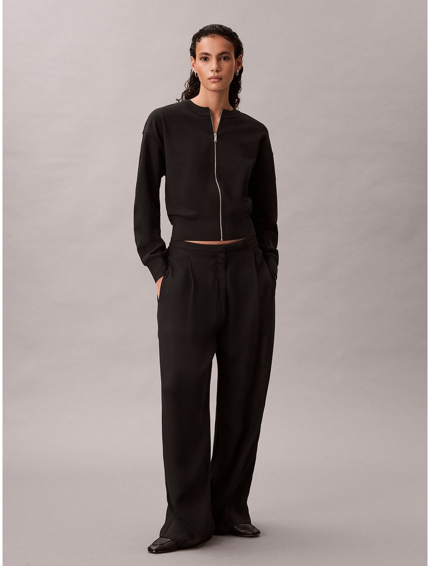 Blusa De Crepé Elástico Con Cremallera