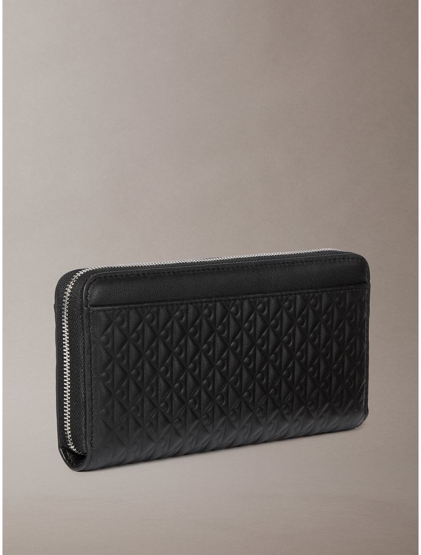 Billetera De Cuero Con Textura De Monograma