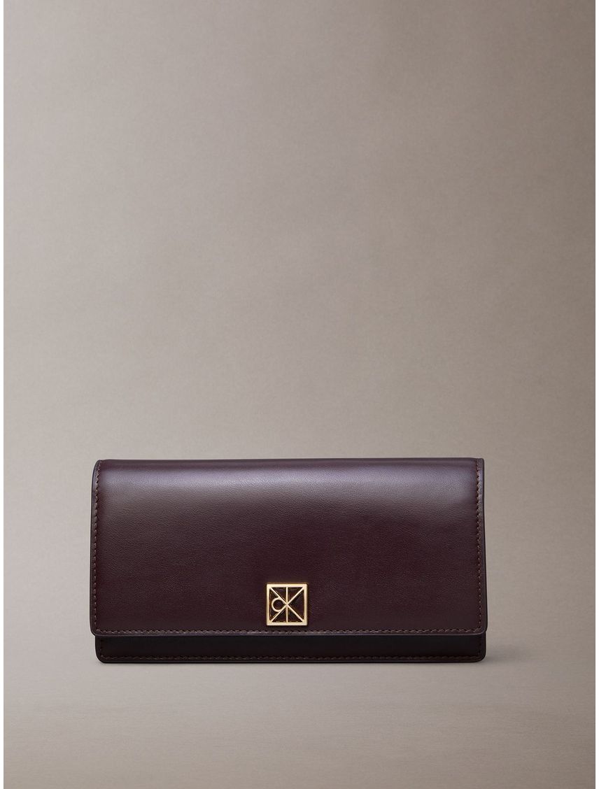 Billetera Plegada De Cuero Con Logo Monograma