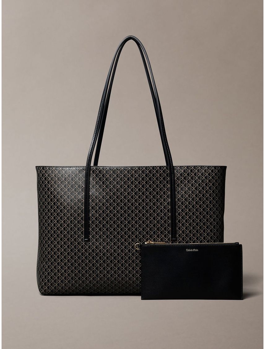 Cartera Tote Con Estampado De Monograma