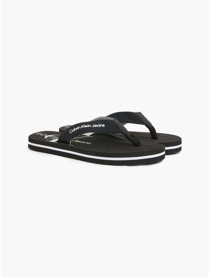 Sandalia Print Flip Flop Black