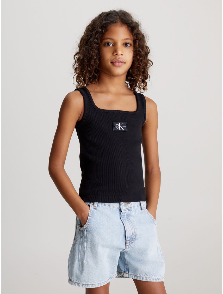 Polera Niña Rib Badge Square
